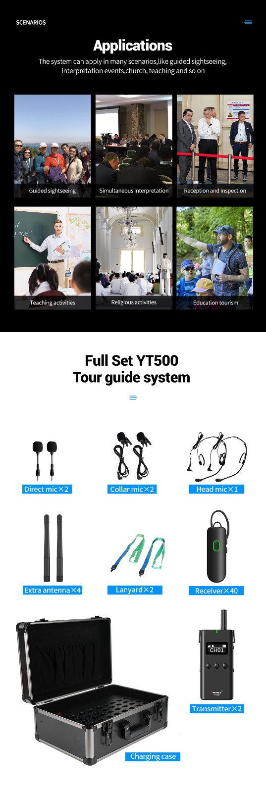 2.4G無線導游系統耳掛式接收器YT500